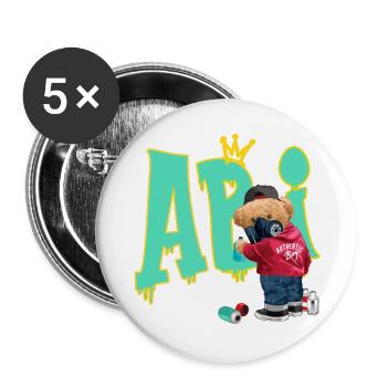 Graffiti Bär Street Hip Kunst Abitur Abi - Buttons groß 56 mm (5er Pack) - Weiß - Vorne
