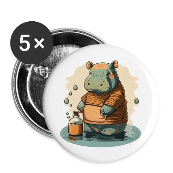 Hippo 7 - Buttons large 2.2''/56 mm (5-pack) - white - Front