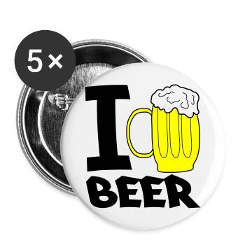 i love beer - Buttons large 2.2''/56 mm (5-pack) - white - Front