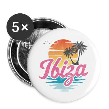 Ibiza Beach - Buttons large 2.2''/56 mm (5-pack) - white - Front