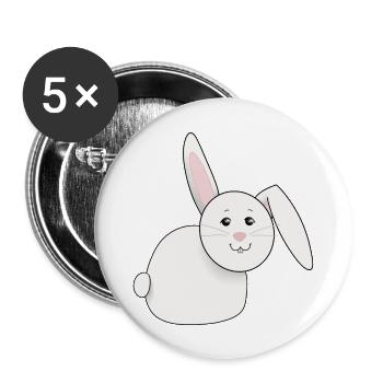 sweet, white, fat rabbit, Easter - Buttons large 2.2''/56 mm (5-pack) - white - Front