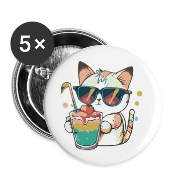 The Casual Cat - Buttons large 2.2''/56 mm (5-pack) - white - Front