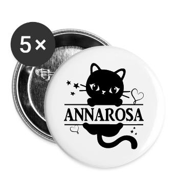 T-Shirt Annarosa T-Shirt Katze Geschenkidee Chat - Buttons groß 56 mm (5er Pack) - Weiß - Vorne