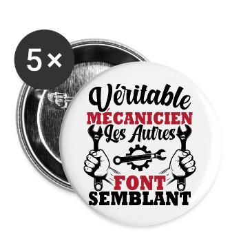 Véritable mécanicien les autres font semblant - Lot de 5 grands badges (56 mm) - blanc - Devant
