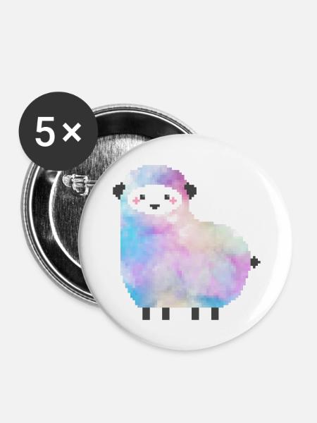 Süßes Schaf Pixelart - Buttons groß 56 mm (5er Pack) - Weiß
