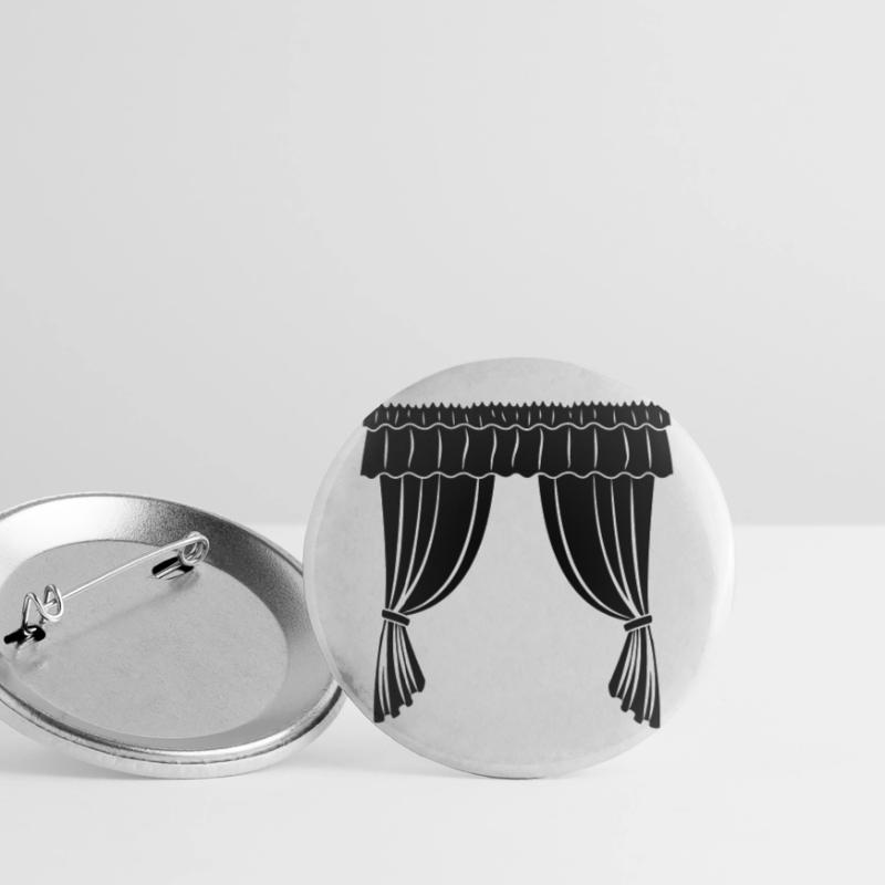 Vorhänge Theater oder Geschäft Buttons groß 56 mm (5er Pack)