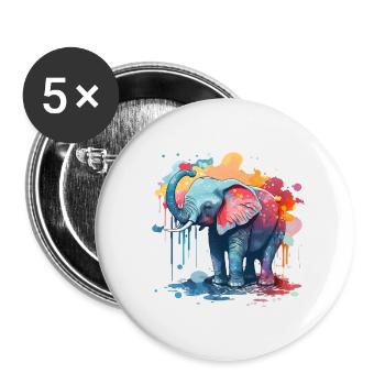 Watercolor Elephant Baby - Buttons large 2.2''/56 mm (5-pack) - white - Front