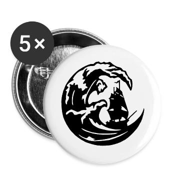 La grande vague noire - Lot de 5 grands badges (56 mm) - blanc - Devant