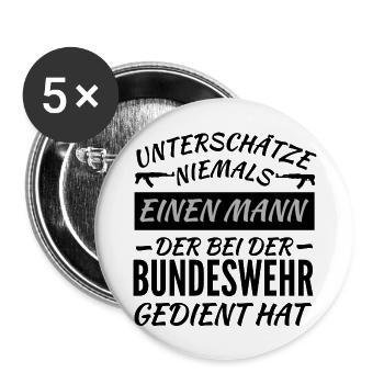 Bundeswehr Veteran - Buttons groß 56 mm (5er Pack) - Weiß - Vorne