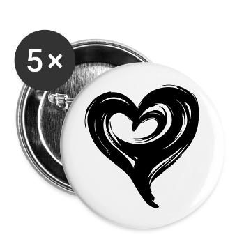 omantisches geschwungenes Herz für Valetninstag - Buttons groß 56 mm (5er Pack) - Weiß - Vorne
