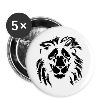 Löwe - Buttons groß 56 mm (5er Pack) - Weiß - Vorne