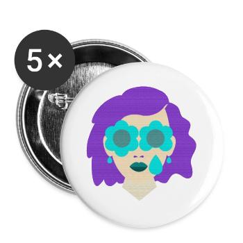 Frau Träne Blumen vintage Grafik - Buttons groß 56 mm (5er Pack) - Weiß - Vorne