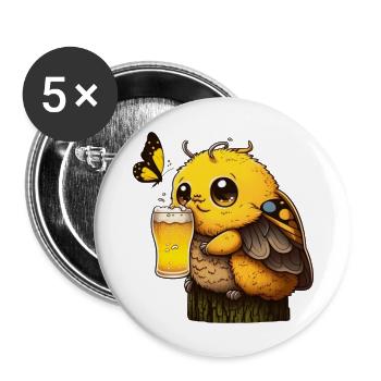 Funny sweet bee drinks beer - Buttons large 2.2''/56 mm (5-pack) - white - Front