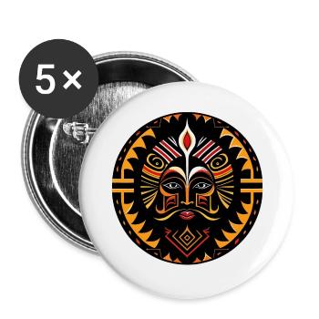 Africa Totem tribal tatouage - Lot de 5 grands badges (56 mm) - blanc - Devant
