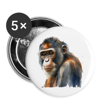 Singe - Lot de 5 grands badges (56 mm) - blanc - Devant