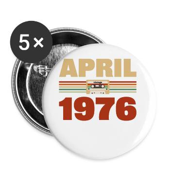 47e anniversaire Avril Né en 1976 Idée cadeau - Lot de 5 grands badges (56 mm) - blanc - Devant