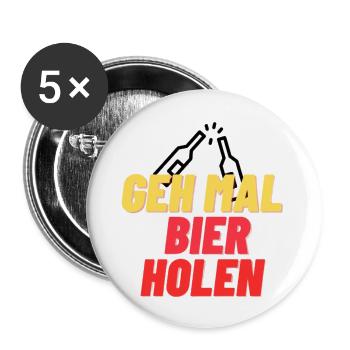 Geh mal Bier holen (GMBH) - Buttons groß 56 mm (5er Pack) - Weiß - Vorne