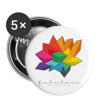 Pride - fabulous, because basic is boring - Buttons groß 56 mm (5er Pack) - Weiß - Vorne