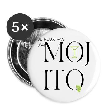 Je peux pas j'ai mojito - Lot de 5 grands badges (56 mm) - blanc - Devant