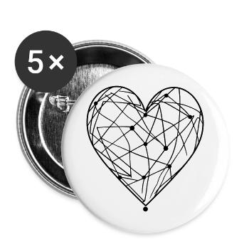Cœur orné créatif pour la journée de valetnine - Lot de 5 grands badges (56 mm) - blanc - Devant