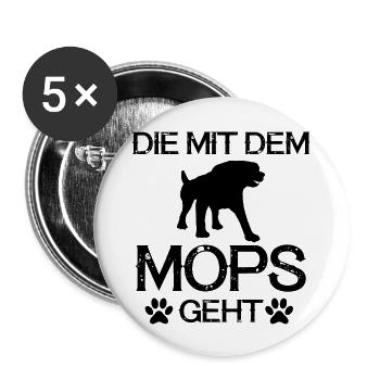 Dog Hund - Buttons groß 56 mm (5er Pack) - Weiß - Vorne