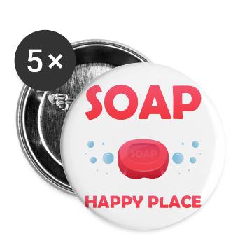 La fabrication du savon est mon endroit heureux Savonnerie - Lot de 5 grands badges (56 mm) - blanc - Devant