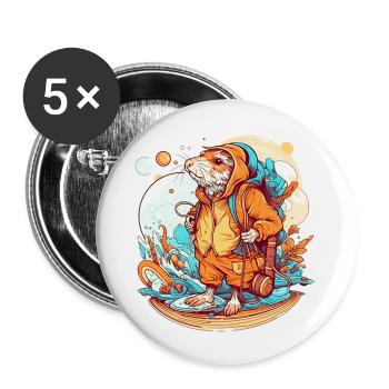 Das Abenteuer der Maulwurfsratte beginnt jetzt - Buttons groß 56 mm (5er Pack) - Weiß - Vorne