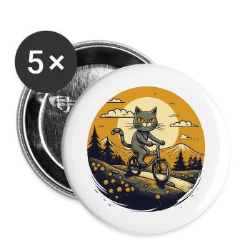 Meowtain Biker - Buttons large 2.2''/56 mm (5-pack) - white - Front