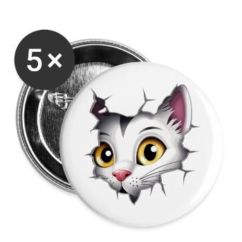 Hole Peekaboo: Baby-Katze auf Abenteuer - Buttons groß 56 mm (5er Pack) - Weiß - Vorne