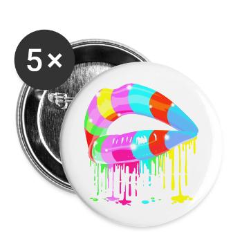 Ruhrpott Rainbow Lips - Buttons groß 56 mm (5er Pack) - Weiß - Vorne