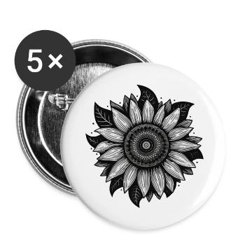 Tournesol - Lot de 5 grands badges (56 mm) - blanc - Devant