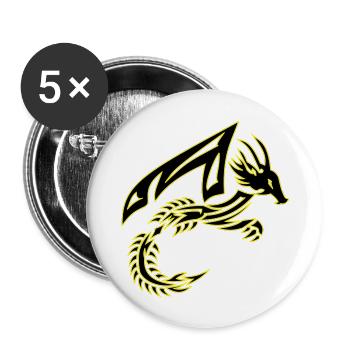 Tribal Black and Yellow Dragon - Buttons large 2.2''/56 mm (5-pack) - white - Front