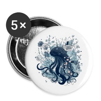 Der Oktopus - Buttons groß 56 mm (5er Pack) - Weiß - Vorne