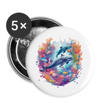 Wale - Buttons groß 56 mm (5er Pack) - Weiß - Vorne