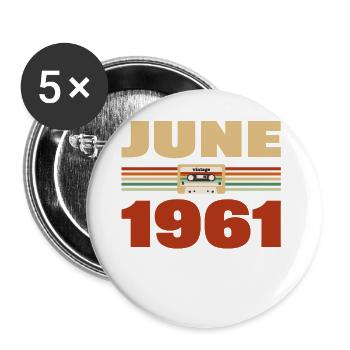 62e anniversaire juin 1961 Idée cadeau - Lot de 5 grands badges (56 mm) - blanc - Devant