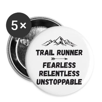 Coureur de trail - Intrépide. Implacable. Imparable. - Lot de 5 grands badges (56 mm) - blanc - Devant