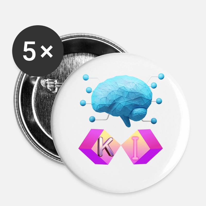 Artificial Intelligence Design - Buttons large 2.2''/56 mm (5-pack) - white