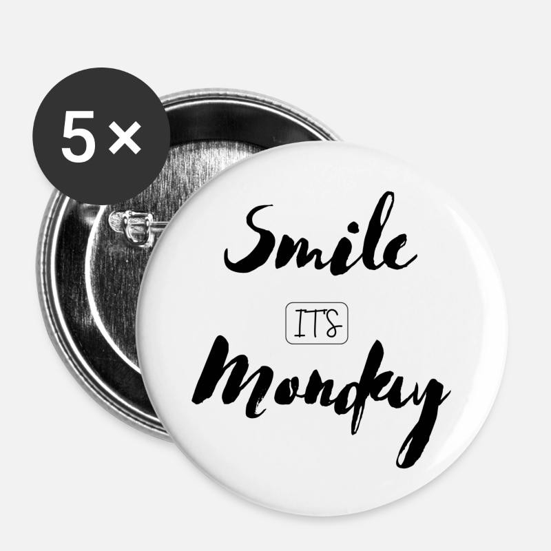 Smile It's Monday - Buttons large 2.2''/56 mm (5-pack) - white