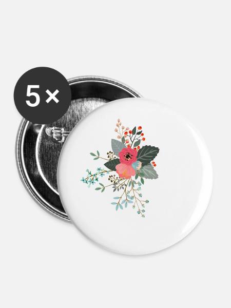 Brief o blumig - Buttons groß 56 mm (5er Pack) - Weiß