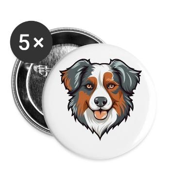 Australian Shepherd - Buttons groß 56 mm (5er Pack) - Weiß - Vorne