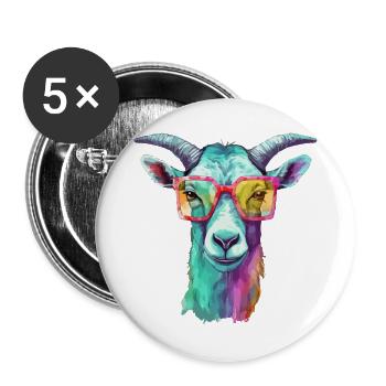 Biki la chèvre - Lot de 5 grands badges (56 mm) - blanc - Devant