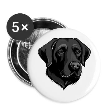 Labrador Retriever noir - Lot de 5 grands badges (56 mm) - blanc - Devant