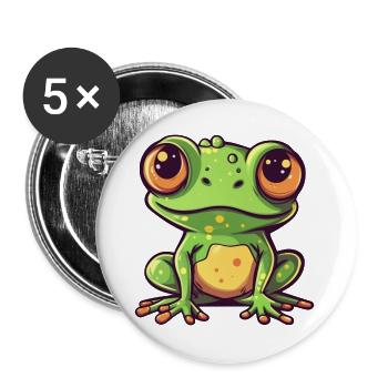 Grenouille Citron Vert Pop Art Personnage - Lot de 5 grands badges (56 mm) - blanc - Devant
