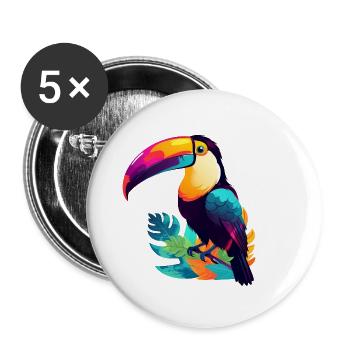 colorful toucan - Buttons large 2.2''/56 mm (5-pack) - white - Front