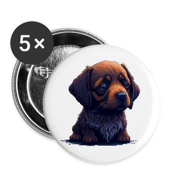 Dackel im Digital Style - Buttons groß 56 mm (5er Pack) - Weiß - Vorne