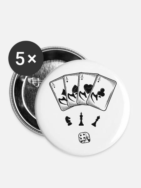 boardgame chess backgammon game night - Buttons groß 56 mm (5er Pack) - Weiß