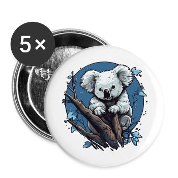 Cute koala - Buttons large 2.2''/56 mm (5-pack) - white - Front