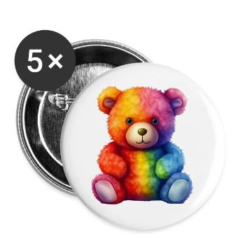 Rainbow Plush Bear Hug - Buttons large 2.2''/56 mm (5-pack) - white - Front