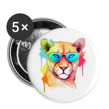 Rak the cougar - Buttons large 2.2''/56 mm (5-pack) - white - Front