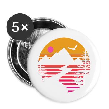 Mountains Outdoor Retro - Buttons large 2.2''/56 mm (5-pack) - white - Front